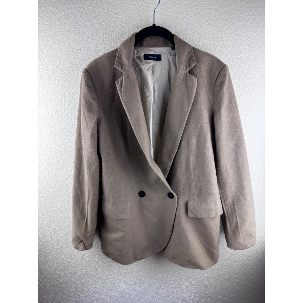 Theory DB Boy JKT Sleek Flannel 2 Blazer 6 Brown Virgin Wool Minimalist‎ Career